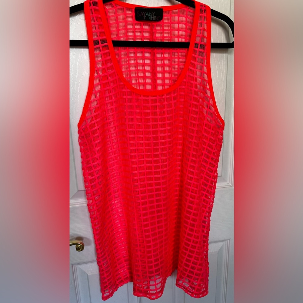 NWOT Say Anything Orange Pool Beach Pool Sheer see through Cover Up NO SZ TAG